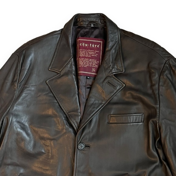 Couture by J Park Lamb Leather Blazer Coat Jacket 3 Button Flap Pockets Mens XL - Picture 3 of 11